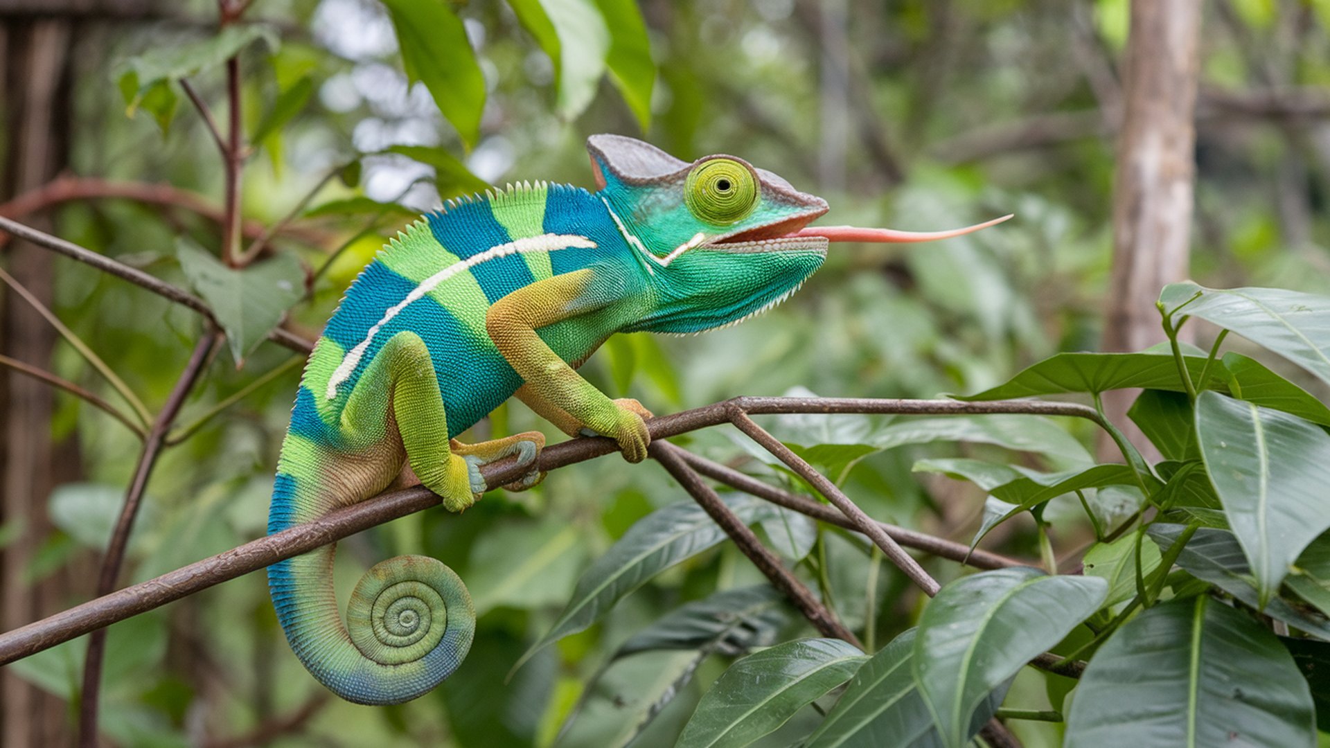 Zelen chameleon | 1920x1080. Tapeta, pozad na plochu Windows